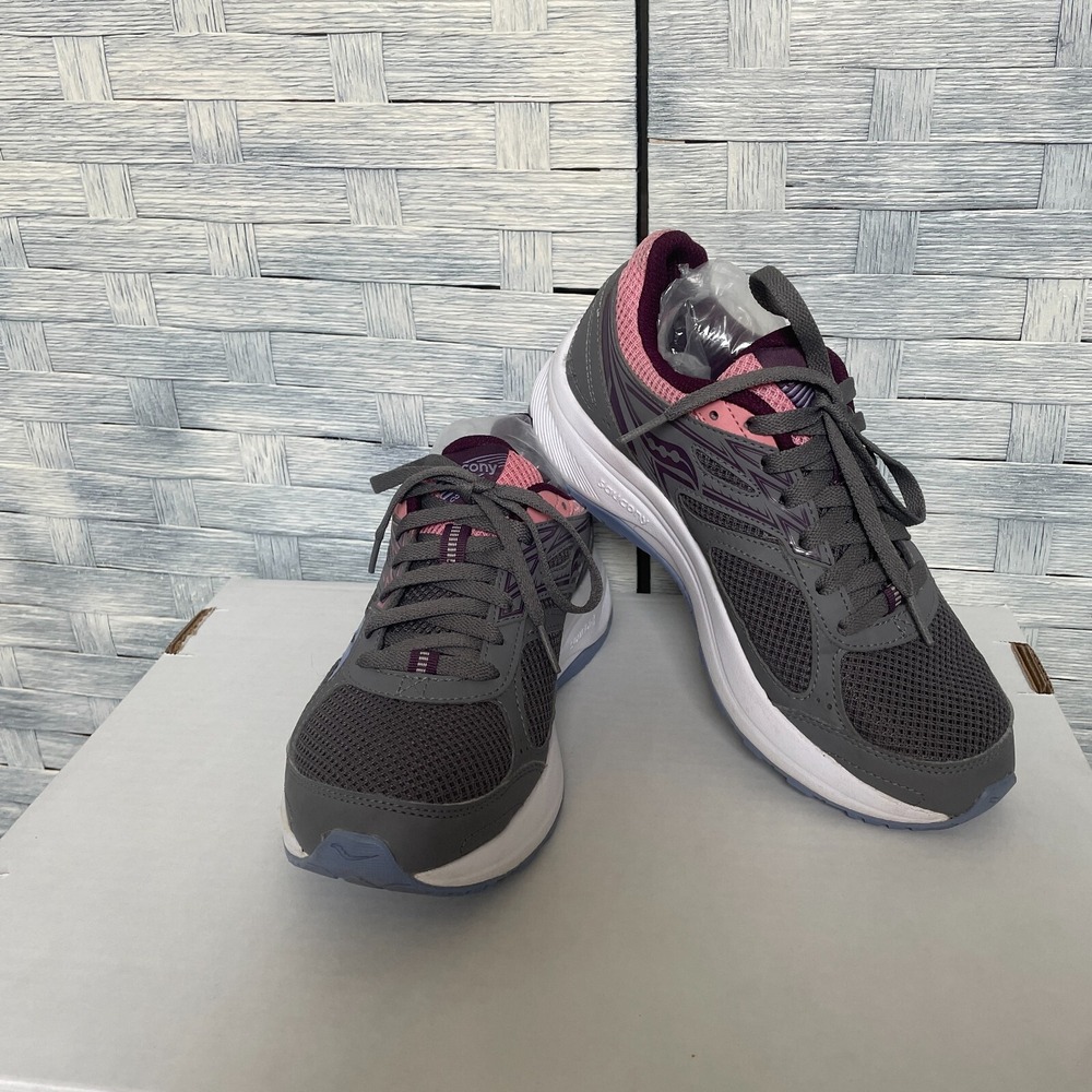 Saucony‎ Cohesion 15 Womens 7.5 Running Shoes Gray Pink Blue S1062823